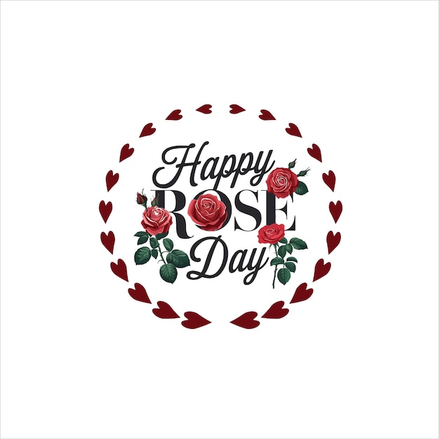 elegant happy rose day graphic with red roses and green leaves graceful lots of love design