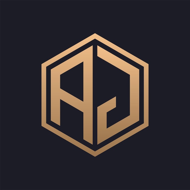 Elegant Hexagon Letter AJ Logo Design Initial Luxurious AJ Logo Template