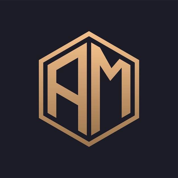 Elegant Hexagon Letter AM Logo Design Initial Luxurious AM Logo Template