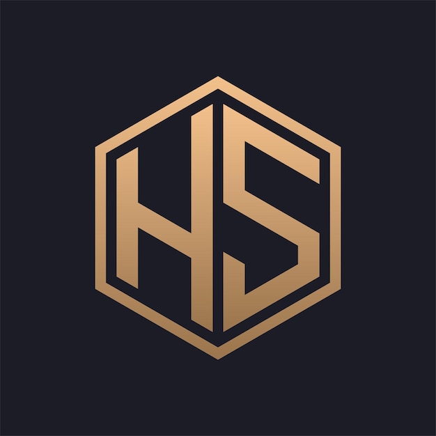 Vector elegant hexagon letter hs logo design initial luxurious hs logo template