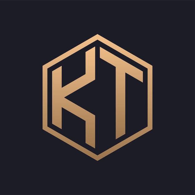 Elegant Hexagon Letter KT Logo Design Initial Luxurious KT Logo Template