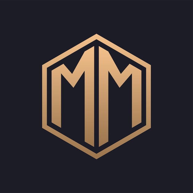 Elegant Hexagon Letter MM Logo Design Initial Luxurious MM Logo Template