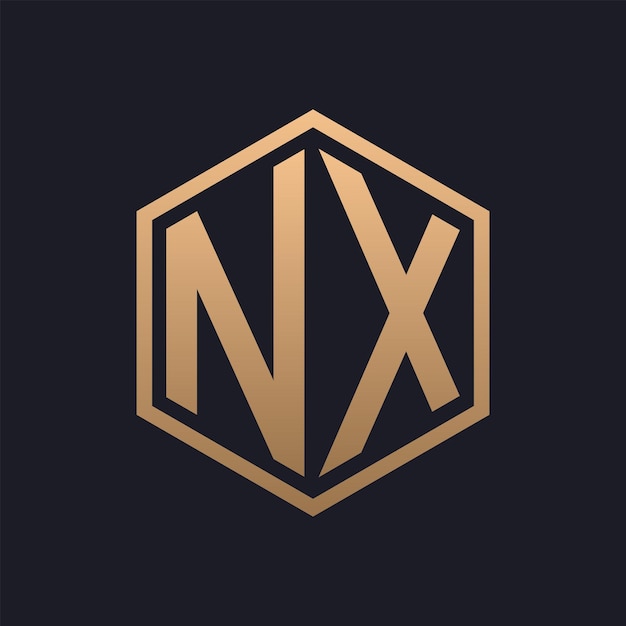 Vector elegant hexagon letter nx logo design initial luxurious nx logo template