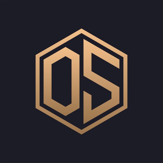エレガントな六角形の文字 OS ロゴデザイン 初期の豪華な OS ロゴテンプレート