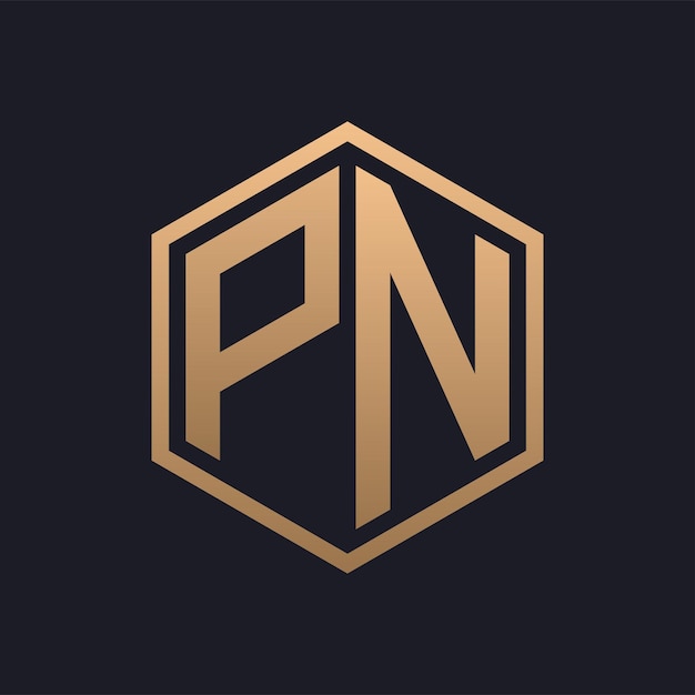 Vector elegant hexagon letter pn logo design initial luxurious pn logo template