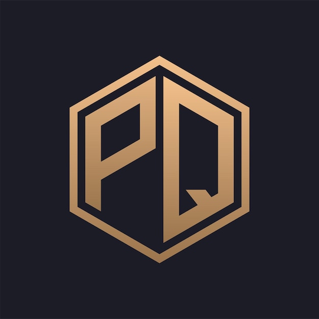 Elegant hexagon letter pq logo design initial luxurious pq logo template