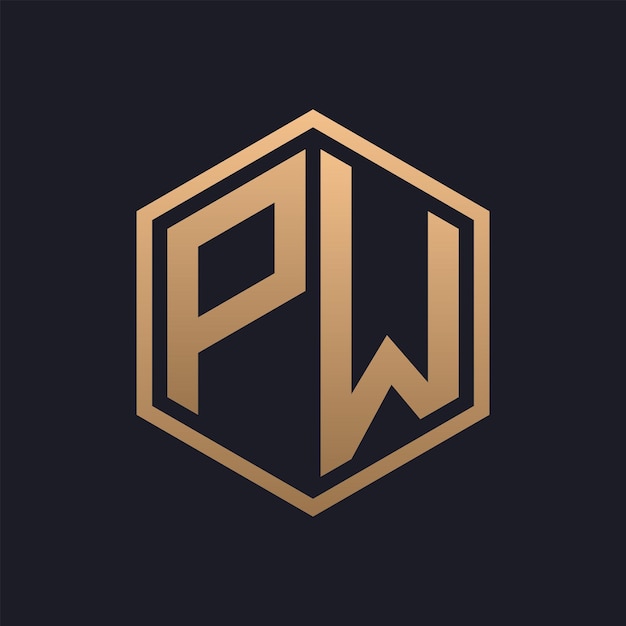 Elegant Hexagon Letter PW Logo Design Initial Luxurious PW Logo Template