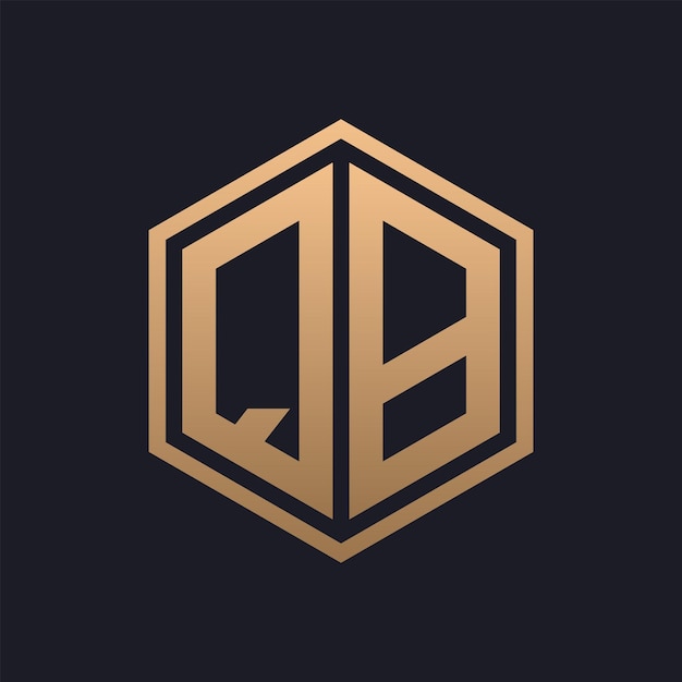 Vettore elegante lettera esagonale qb logo design iniziale lussuoso modello di logo qb