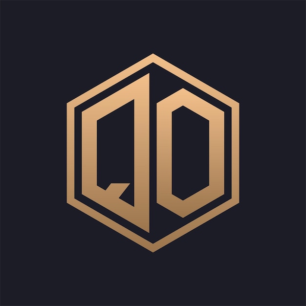 ベクトル エレガントな六角形の文字 qo ロゴデザイン イニシャル 豪華な qoロゴテンプレート