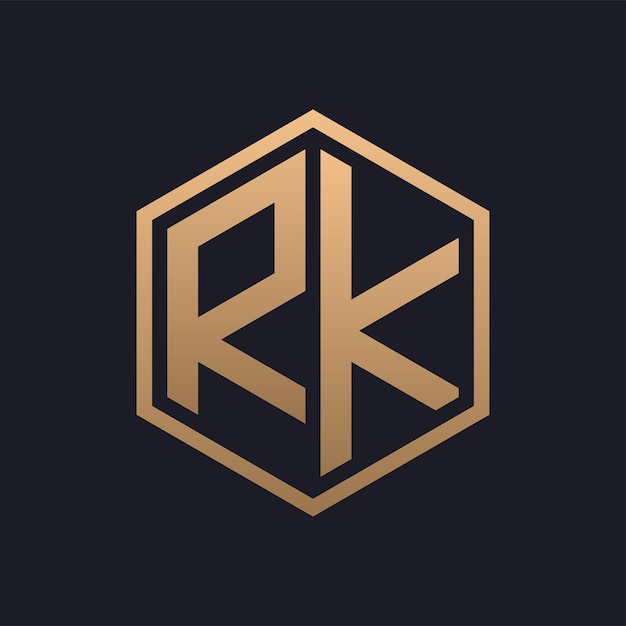 Elegant Hexagon Letter RK Logo Design Initial Luxurious RK Logo Template