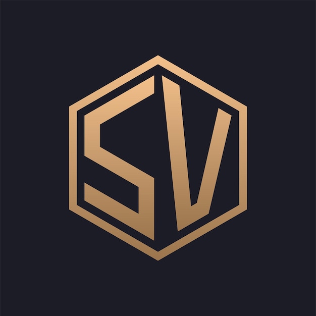 Elegant Hexagon Letter SV Logo Design Initial Luxurious SV Logo Template