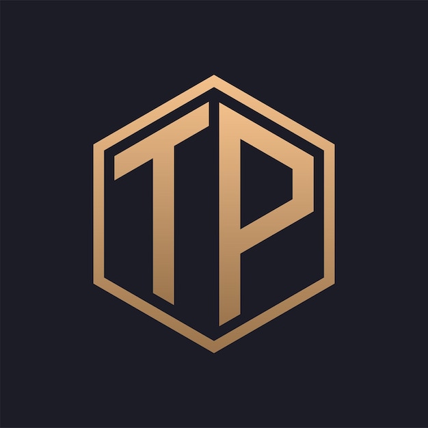 Элегантная шестиугольная буква TP Logo Design Initial Роскошный шаблон логотипа TP