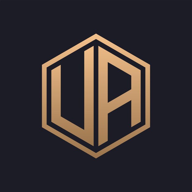 Elegant Hexagon Letter UA Logo Design Initial Luxurious UA Logo Template