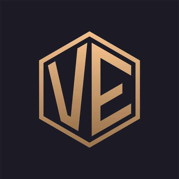 Elegant Hexagon Letter VE Logo Design Initial Luxurious VE Logo Template