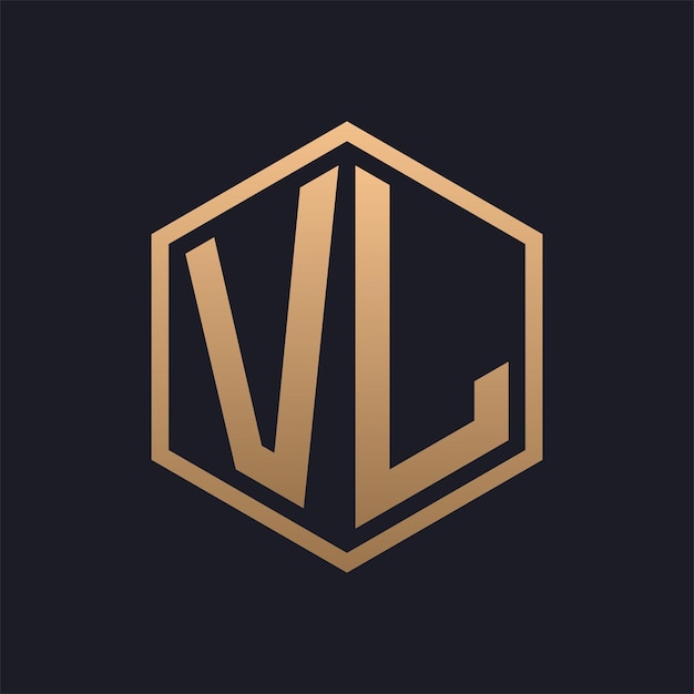 Вектор Элегантный шестиугольный лист vl logo design initial luxurious vl logo template