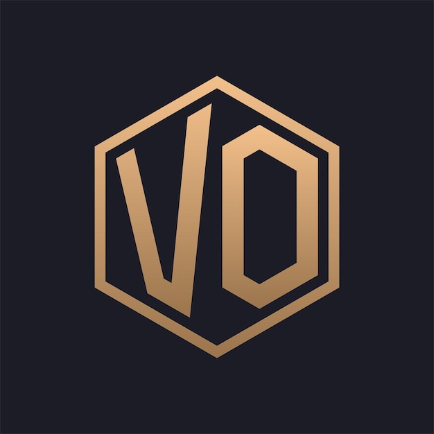 エレガントな六角形の文字 VO ロゴデザイン 初期の豪華な VO ロゴテンプレート