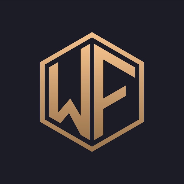Элегантная шестиугольная буква WF Лого-дизайн Первоначальный роскошный шаблон логотипа WF