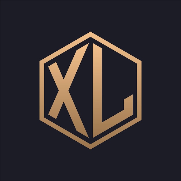 エレガントな六角文字 XL ロゴデザイン 初期の豪華な XL ロゴテンプレート