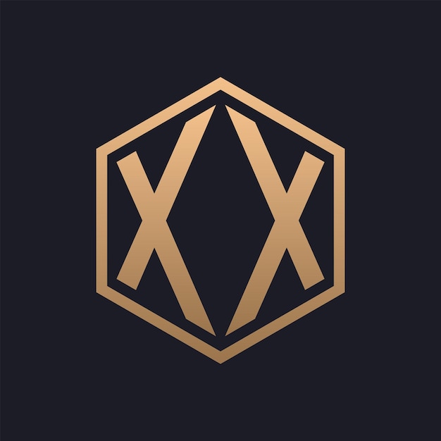 Vector elegant hexagon letter xx logo design initieel luxurious xx logo template