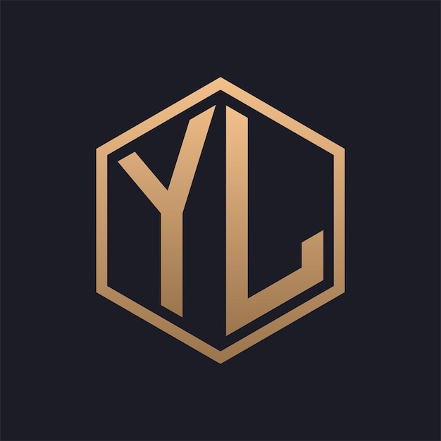 Elegant Hexagon Letter YL Logo Design Initial Luxurious YL Logo Template