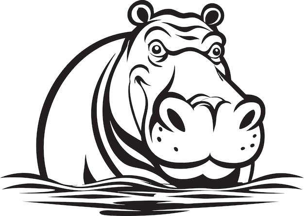 Vector elegant hippopotamus vector hippo majesty in vector silhouette