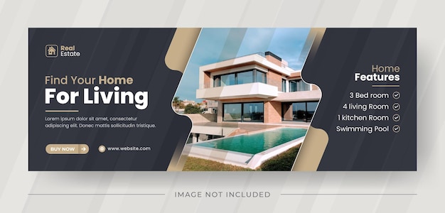 Вектор Элегантный дом на продажу дизайн шаблона обложки facebook для агентства недвижимости