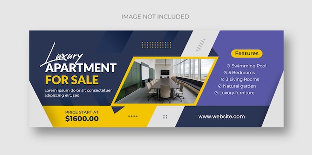 Elegant home for sale facebook cover photo and web banner for real estate template