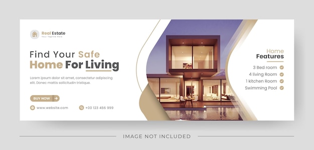 Vector elegant home for sale real estate facebook cover web banner template