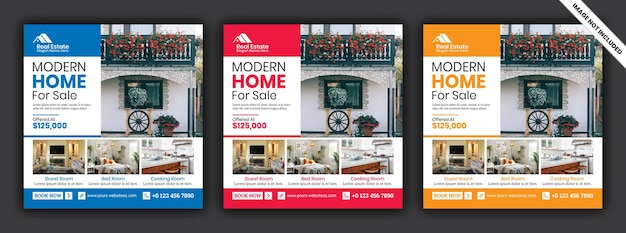 Elegant Home For Sale Real Estate Social Media Post Banner Template Editable Layout