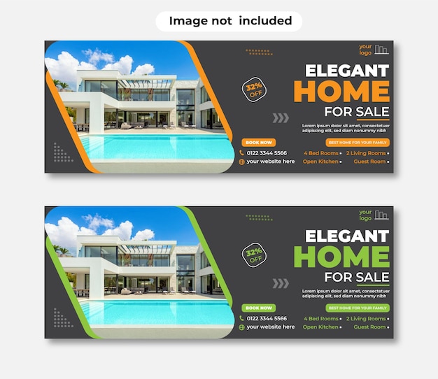 Elegant home for sale social media cover design template