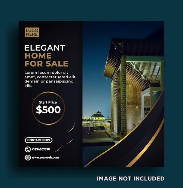 Vector elegant home sale social media