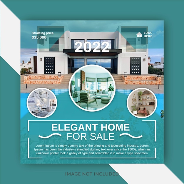 Elegant Home For Sale Unique Concept Colorful Real Estate For Sale Social Media Post Template