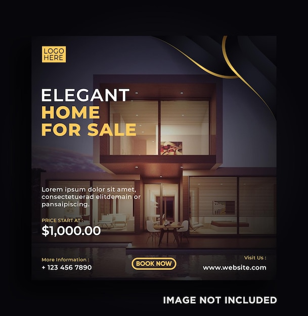 Elegant home for social media post or banner template