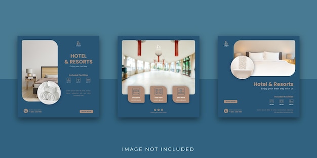 エレガントなホテルとリゾートのソーシャルメディアのinstagramの投稿テンプレート
