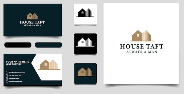 Elegante logo moderno della casa con bussines card templete