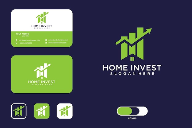 Elegant huis investeren logo-ontwerp en visitekaartje