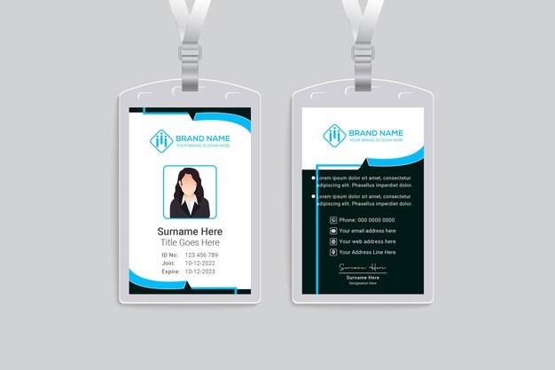 elegant id card blue and black color