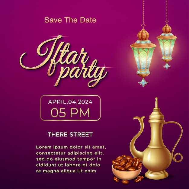 Elegant iftar party celebration post design