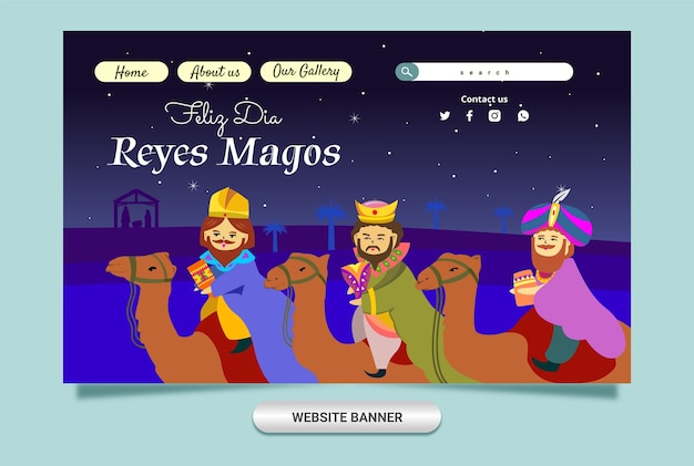 Modello di banner concetto illustrazione elegante con tema reyes magos