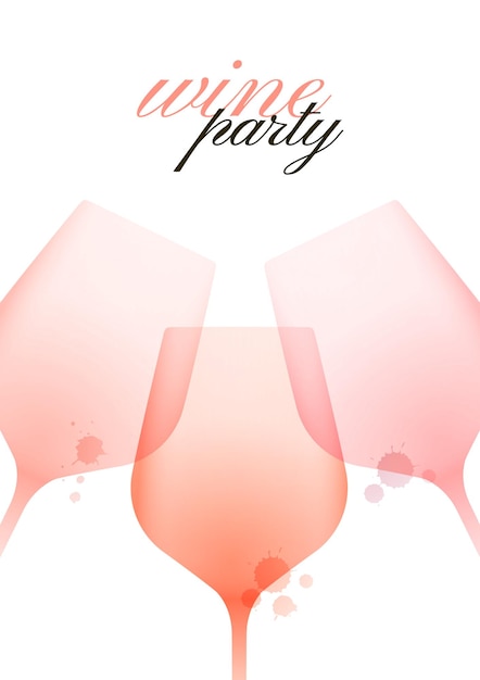 elegant illustrations with colorful glasses of rose wine