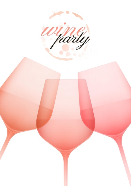elegant illustrations with colorful glasses of rose wine