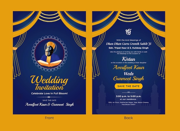 Elegant Indian wedding invitation card template design