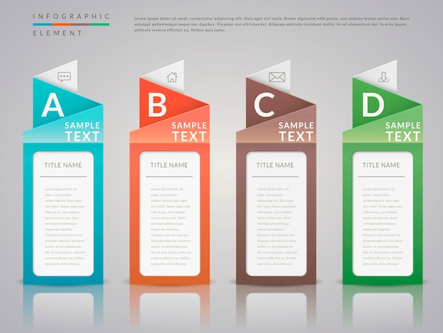 Elegant infographic design with folding paper elements