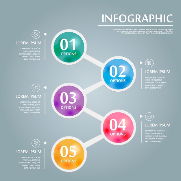 Elegant infographic ontwerp met kleurrijke cirkelvormige elementen