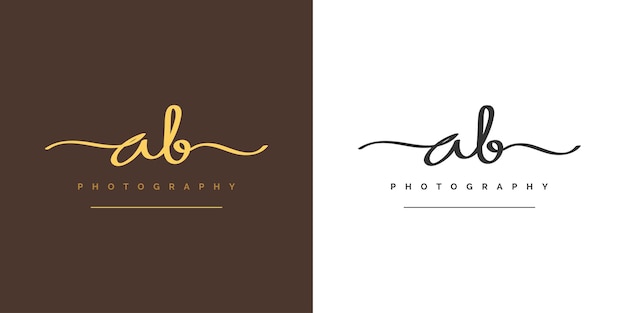 Elegant initial a and b logo design with handwriting style. ab signature logo or symbol for business identity