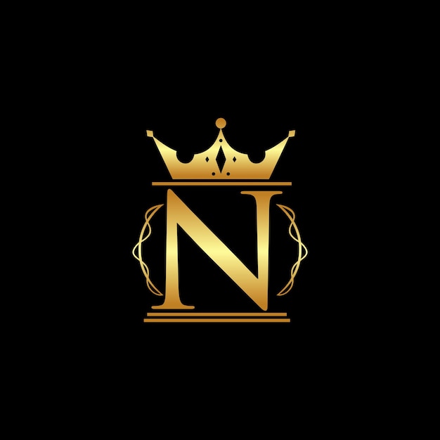 Vector elegant initial letter n with crown logo vector creative lettering logo vector illustration