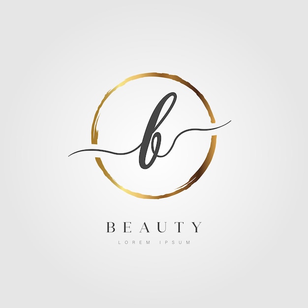 Elegant Initial Letter Type B Logo With Gold Circle Brushed