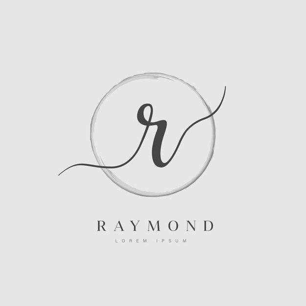 Elegante lettera iniziale tipo r logo con cerchio spazzolato