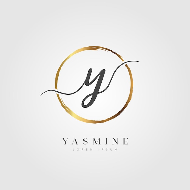 Elegant Initial Letter Type Y Logo With Gold Circle Brushed