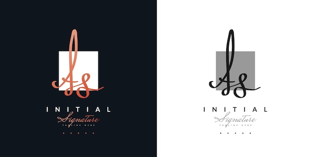 Elegant initial a and s logo design with handwriting style in gold gradient. as signature logo or symbol for wedding, fashion, jewelry, boutique, botanical, floral and business identity